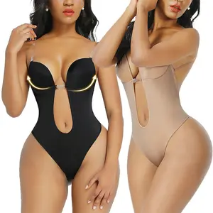 Dames Shaperkleding Butt Lifter Bodysuit Slanke Push-Up Gewatteerde Beha Taillevormer V-Hals Open Rug Corset Body Shaper