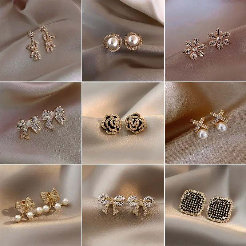 925 Silver Needle Female Cross-border online celebrity Pearl Temperament Celebrity Wholesale Face-lifting Earrings