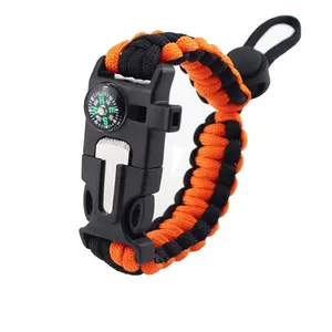 5 in 1Outdoor Camping Adjustable 7 stand rope Survival 550 Compass Paracord with Flint Fire Starter Whistle