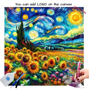 Kit Pittura Diamante Fai da Te, <span class=keywords><strong>Girasoli</strong></span> di Van Gogh, Pittura Diamante 5D <span class=keywords><strong>con</strong></span> Diamanti Rotondi per Decorazione Murale Domestica - Product Image 1