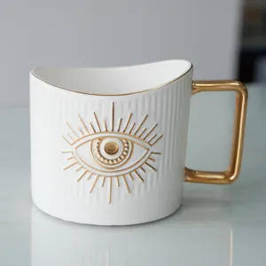 positive energy healing stone wholesale mug clear mug with evil eye pattern travel ceramic mug