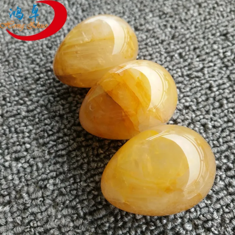 Factory direct sale semi precious stone egg big citrine certify jade massage wand