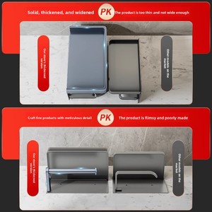 Porte-<span class=keywords><strong>papier</strong></span> toilette mural moderne en aluminium spatial, étanche, sans perçage, avec étagère - Product Image 6