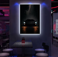 Décoration de chambre d'enfant impression d'œuvres d'art en 3D faites à la main affiche de voiture peinture illuminée toile éclairée art mural à LED de luxe