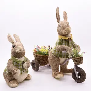 GY BSCI New Popular Handmade Art Craft Bunny Easter Decoration Easter Straw Rabbits