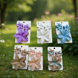 Set di Fermagli per Capelli Bicolore con Fiori in Resina da 10 Cm, Elettroplaccati, Moda Casual per Donne - Product Image 2