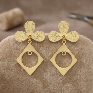 New Arrival <b>Gold</b> Plated Ethnic Classic Unique Design <b>Earring</b> <b>Set</b> with Flower Petal Drop <b>Earrings</b> for Party Occasions - Product Image 2