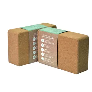 Custom Logo Yoga Block Cork Brick Foam Yoga Blocks Cork Printing And Strap Set