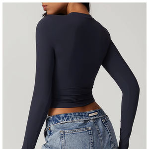 Sans couture femmes personnalisé casual Fitness Crop hauts dame Sexy chemises d'entraînement <span class=keywords><strong>femme</strong></span> bretelles Spaghetti mode chemises de course - Product Image 2