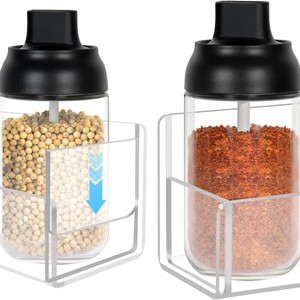 Ensemble de pots à épices Caifan, 9 pouces, lot de 2, organisateur mural en acrylique, récipient à condiments pour la cuisine - Product Image 3