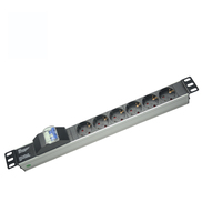Allemagne 220V 1RU Unité de distribution d'alimentation à distance (PDU) Multiprise avec protection contre les surtensions Certifiée CE ROHS 6 prises en alliage d'aluminium pour