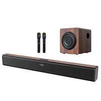 Barre de son en bois pour projecteur TV, microphone, système audio domestique, caisson de basses, 8 haut-parleurs, 2.1 canaux