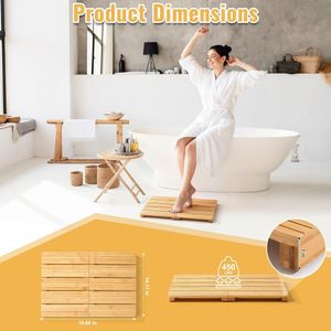 Tapis de bain pliable en bambou antidérapant, tapis de douche en bois, tapis de salle de bain à séchage rapide, imperméable, pour usage intérieur et extérieur près de la <span class=keywords><strong>piscine</strong></span> et de la baignoire - Product Image 4