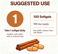 Capsules de cannelle de Ceylan OEM avec huile MCT, antioxydant, pour adultes, hautement biodisponible, sans OGM, sans gluten, complément alimentaire à base de plantes pour le métabolisme