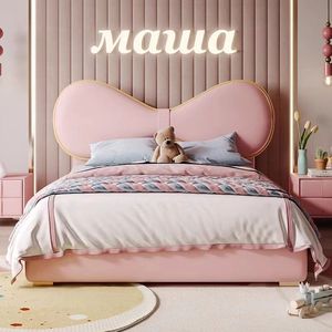 Rosa Princess Princess culetto in legno massello cartone animato disegno bel letto per ragazze per la decorazione della camera da letto dei giovani - Product Image 4