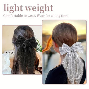 ساتان أنيق مع قماش ترتر فيونكة مشبك شبكي للربيع بأسلوب عصري للحفلات من أوروبا والولايات المتحدة - Product Image 3