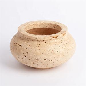 Vase Flore Et Pot De Jardinière En Pierre Sculpturale Beige Vintage - Product Image 3