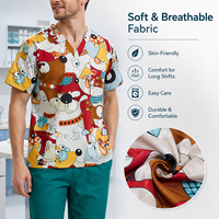 Uniforme de Enfermería al por Mayor para Pediatra, Blusa con Estampado de Dibujos Animados, Cuello en V, Manga Corta, Logotipo Personalizado, Uniforme de Hospital