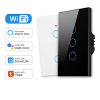 Interrupteur tactile intelligent WiFi++RF 10A, norme américaine, sans fil neutre, contrôle vocal via application pour la domotique