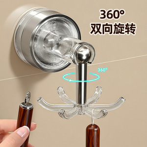 Support mural rotatif à ventouse six griffes pour spatules, cuillères, pelles et ustensiles de cuisine – Sans perçage - Product Image 4