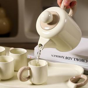 Tasses à eau en céramique, ensembles de tasses à thé pour la maison, service à thé en céramique de luxe léger pour la cuisine - Product Image 2