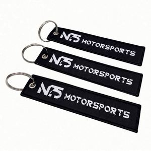 Factory Wholesale <b>Custom</b> Logo Woven Jet Tags Letter Charms <b>Keychain</b> - Product Image 6