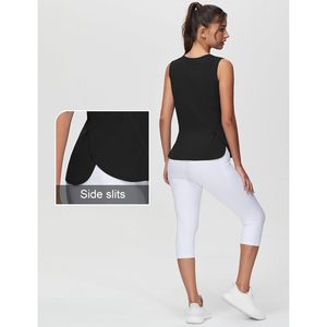 Débardeur de sport pour femme, coupe ample, sans manches, respirant, avec fentes latérales, col rond, design asymétrique - Product Image 5