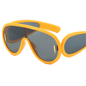 Y2K <strong>Sunglasses</strong> Fashionable Retro Trendy Blue/Black/White PC Luxury One Piece Lens Oversized Shield <strong>Personalised</strong> Top <strong>Sunglasses</strong> - Product Image 1