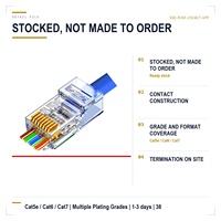 Connecteur modulaire RJ45 Cat5e Cat6 Cat7 8P8C à tête cristalline UTP non blindé pour câble réseau Ethernet LAN, en vrac, 1000 cycles de raccordement