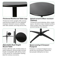 Tables de cocktail rondes en métal noir réglables en hauteur, pour balcon, bar, café, meubles pour événements