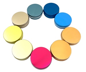 カラフルな小さな丸いアルミ缶ブリキ瓶DIY化粧品クリーム金属箱キャンドル軟膏用 - Product Image 1