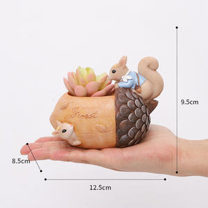 ROOGO Pots de plantes originaux de 10 cm, joli pot en résine en forme d'écureuil, pot de fleurs créatif pour la maison et le <span class=keywords><strong>jardin</strong></span> - Product Image 2