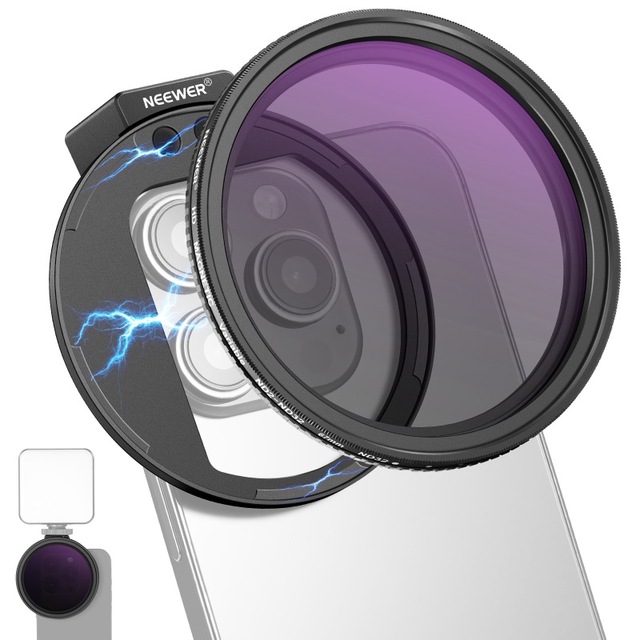 Neewer/Newer Adjustable ND Black Soft 2-in-1 Filter Phone Clip HD ND2-32 with Magnetic Phone Clip