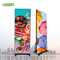 Écran d'affichage numérique LED HD pliable sur pied, miroir LED mobile, publicité intérieure, Wifi intelligent 4G USB, pour événements