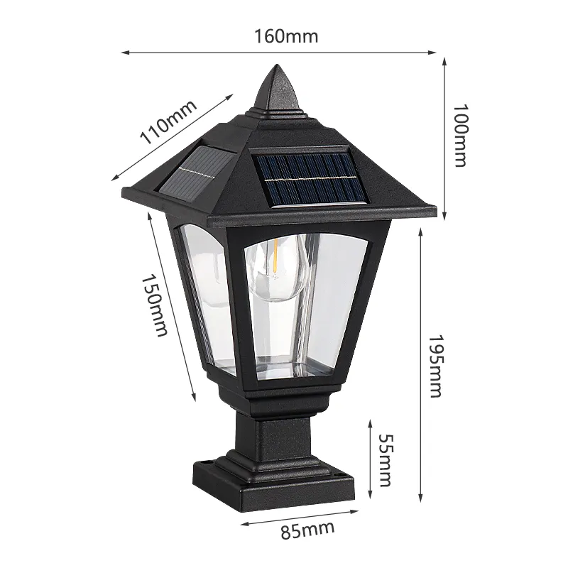 Poort Pijler Verlichting Waterdicht Led Zonne-Kolom Licht Voor Tuin Aangepaste Logo 80 Ip65 Hek Licht