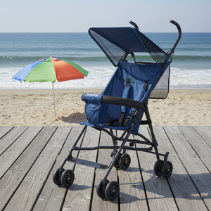 รถเข็นเด็กแบบพับได้ น้ำหนักเบา พร้อมกันชนและหลังคาแบบแบน - Product Image 1