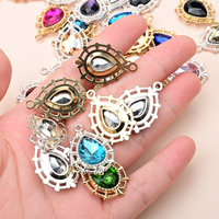 Breloques en forme de goutte d'eau en verre cristal avec base plaquée or et argent, incrustées de strass, pour cadeaux, fabrication de bijoux, sacs, porte-clés, artisanat DIY