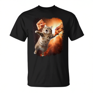 T-shirt Space Cat Pizza Cat Galaxy Cute Kitty In Space per gli amanti della pizza - Product Image 2