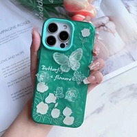 Coque de téléphone transparente avec décoration papillon pour femmes, protection arrière pour iPhone 11 12 15 16 17 Pro Max et pour Samsung