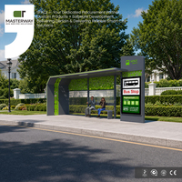 Mobilier de rue extérieur Abris d'autobus de forme personnalisée Caisson à lumière LED Cadre en aluminium Matériau en acier 12V Usage général MUPIS Publicidad