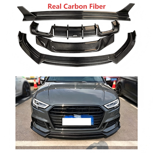 Para <span class=keywords><strong>Audi</strong></span> <span class=keywords><strong>A3</strong></span> 8V 8V.5 S3 2017-2019, Kit de Carrocería con Alerón Delantero y Faldones Laterales de Fibra de Carbono Real, Mejora Exterior para Sedán - Product Image 1