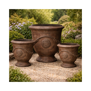 Vente en gros de grands pots à plantes en fibre de verre, pots décoratifs pour fleurs de jardin, style urne vintage, pour extérieur, patio, maison - Product Image 1
