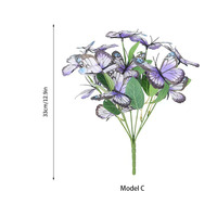 Fleurs artificielles en soie de haute qualité, faites à la main, en forme de papillon, avec tige, décoration d'intérieur, décoration de remise de diplôme, Nouvel An, Noël, plantes artificielles en gros