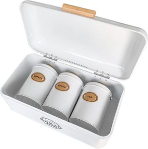 Bộ 3 kim loại thực phẩm lưu trữ tin với mềm xử lý kim loại trang trại Canister cho đường trà cà phê <span class=keywords><strong>Set</strong></span> kim loại lưu trữ nhà bếp lọ - Product Image 2