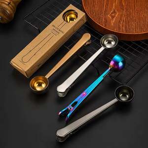 High Custom Logo Stainless Steel Coffee Scoop Kitchen Tools Milk Powder Measuring Scoop Spoon with <b>Bag</b> <b>Clip</b> High Custom Logo - Product Image 5