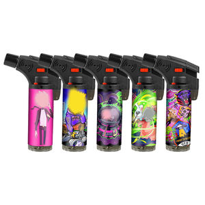 Venta caliente precio al por mayor Gas a prueba de viento logotipos personalizados divertido Grado Superior inclinado antorcha encendedor - Product Image 1