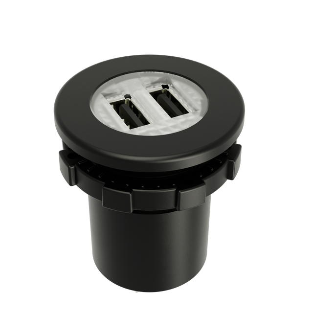 DAMAVO Dual USB-C Stereo Car Charger 12-24V Flame Retardant CE Certified LED Indicator Light 5V2.1Ax2 Output for Trucks/Heavy