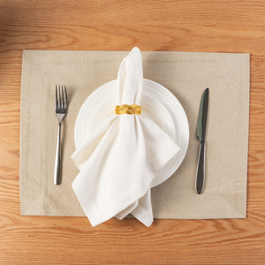 Polyester Cotton Print Solid Trim <strong>Set</strong> <strong>of</strong> 4 <strong>6</strong> Rectangle Round Washable <strong>Placemats</strong> Place Mats for Party Family Gathering - Product Image 4