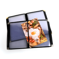 Harga pabrik 6 halaman 12 tampilan transparan PVC PU kulit tepi Restoran Menu penutup 8.5x11 inci buku Menu ukuran A4
