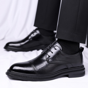 Zapatos de Vestir de Cuero para Hombre, Negros, con Cordones, Formales, Oxford, para Negocios, Oficina, Tallas Grandes 47 48 - Product Image 1